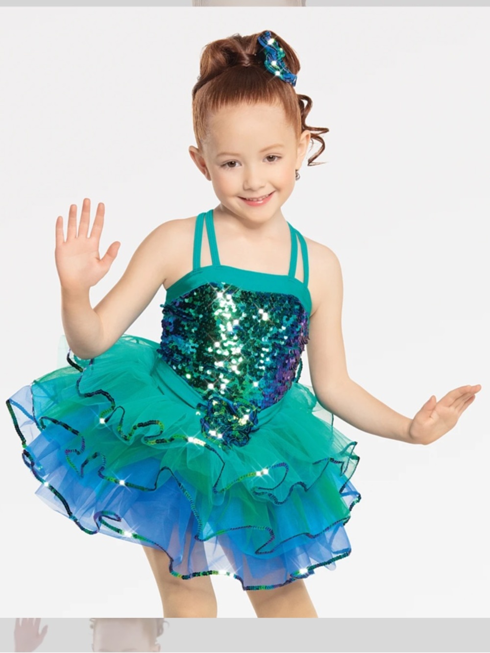 Revolution Dancewear, Happy Together, Sparkling Teal & Blue Sequin Tutu Costume